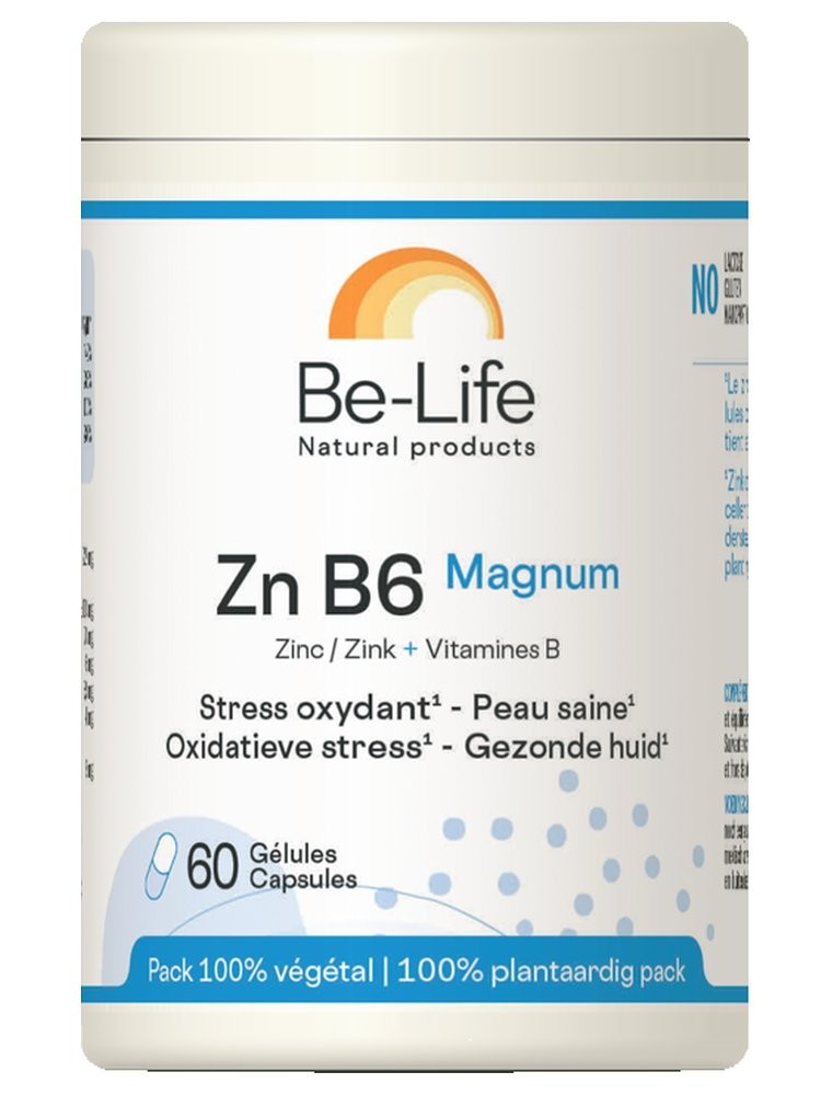 Image principale de la modale pour Zn B6 (Zinc et vitamine B6) Magnum -  Stress oxydatif et peau saine 60 gélules - Be-Life
