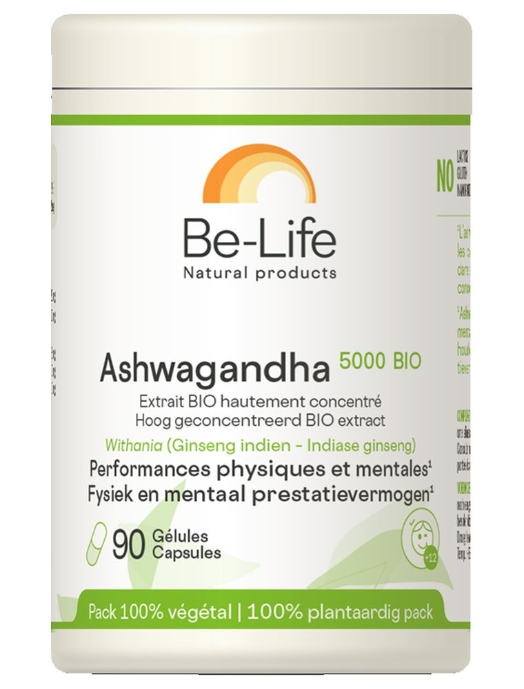 Image principale de la modale pour Ashwagandha 5000 (Ginseng indien) Bio - Détente et équilibre mental 90 gélules - Be-Life