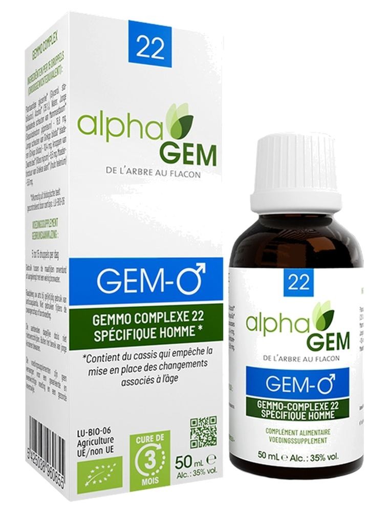 Image principale de la modale pour Gem-Homme ♂ Complexe n°22 Bio - Stimulant masculin 50 ml - Alphagem