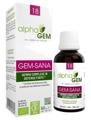 Image de Gem-Sana Complexe n°18 Bio - Défense forte 50 ml - Alphagem depuis Commandez les produits AlphaGEM à l'herboristerie Louis