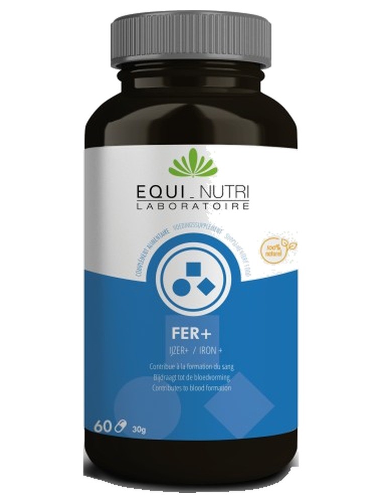Image principale de la modale pour Fer+ pidolate de fer, spiruline et moringa - 60 gélules - Equi-Nutri
