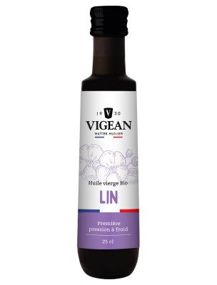 Image de Lin Bio - Huile Végétale 250 ml - Vigean depuis Vigean : huiles vierges bio pressées à froid, maître huilier