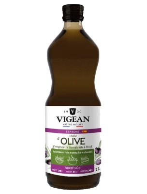 Image de Olive Bio - Huile Végétale Fruitée mûre 1 Litre - Vigean depuis Vigean : huiles vierges bio pressées à froid, maître huilier