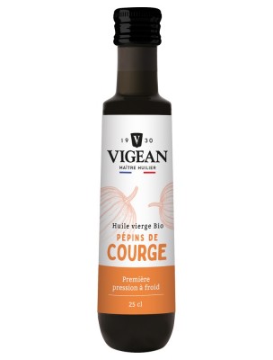 Image de Pépins de Courge Bio - Huile Végétale 250 ml - Vigean depuis Vigean : huiles vierges bio pressées à froid, maître huilier