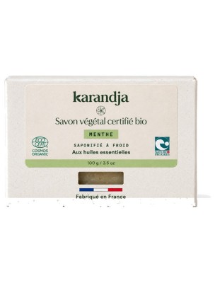 Image de Savon Menthe Bio - Savon Aux Huiles Essentielles 100g - Karandja depuis Commandez les produits Karandja à l'herboristerie Louis