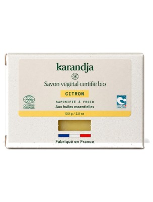 Image de Savon Citron Bio - Savon Aux Huiles Essentielles 100g - Karandja depuis Commandez les produits Karandja à l'herboristerie Louis