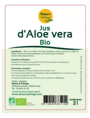 Image 85107 supplémentaire pour Aloe vera Bio - Fontaine à jus et son robinet 2 Litres - Nature et Partage