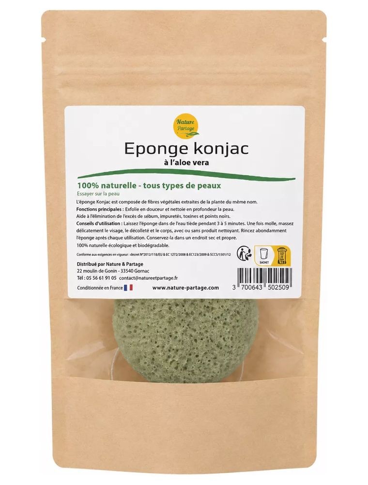 Image principale de la modale pour Eponge Konjac à l'Aloe vera - Nature et Partage