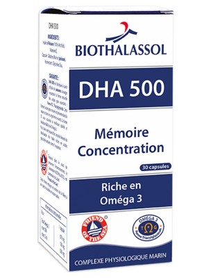 Image de DHA 500 - Mémoire et Concentration 30 capsules - Biothalassol depuis Biothalassol