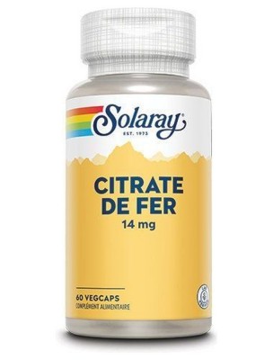Image de Citrate de Fer - Tonus 60 capsules - Solaray depuis Solaray : vitamines, plantes titrées, champignons fermentés