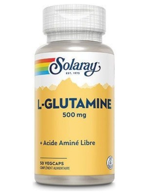 Image de L-Glutamine 500 mg - Digestion et Flore intestinale 50 capsules végétales - Solaray depuis Solaray : vitamines, plantes titrées, champignons fermentés