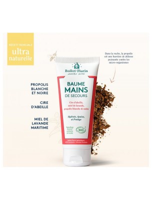 Image 85460 supplémentaire pour Baume Mains de Secours Bio - Cire d'abeille, Miel de Lavande et Propolis 75 ml - Ballot-Flurin