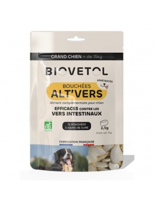 https://www.louis-herboristerie.com/85569-home_default/bouchees-alt-vers-grand-chien-bio-antiparasitaire-12-bouchees-biovetol.jpg Image 85569 supplémentaire pour Bouchées Alt'Vers Grand Chien Bio - Antiparasitaire 12 Bouchées - Biovetol