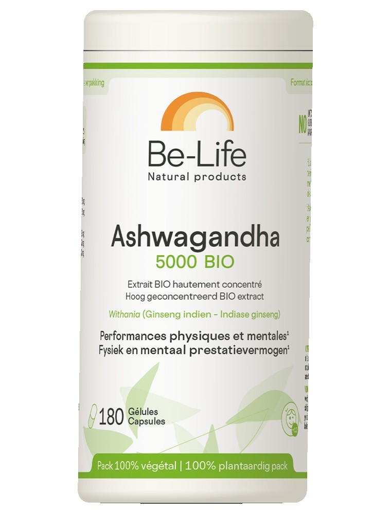 Image principale de la modale pour Ashwagandha 5000 (Ginseng indien) Bio - Détente et équilibre mental 180 gélules - Be-Life