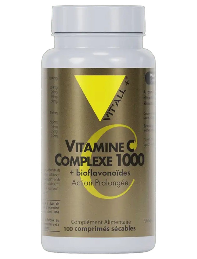 Image principale de la modale pour Vitamine C 1000 Action Prolongée et Bioflavonoïdes - Immunité et Fatigue 100 comprimés sécables - Vit'all+