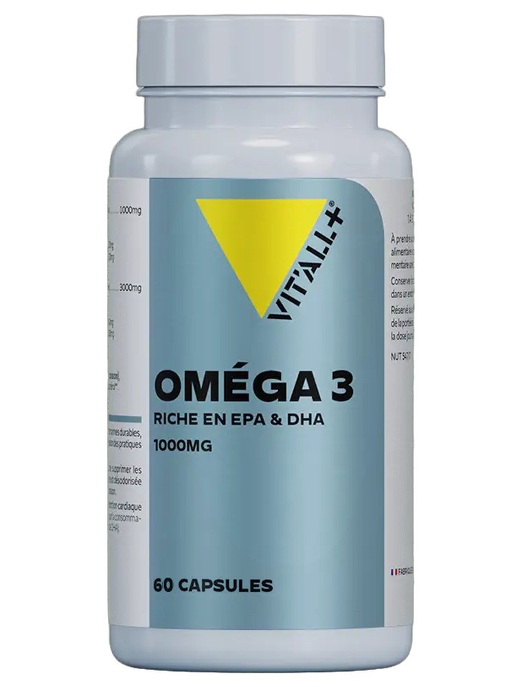 Image principale de la modale pour Oméga 3 Huile de Poisson 1000 mg EPA et DHA - Cœur 60 capsules - Vit'all+