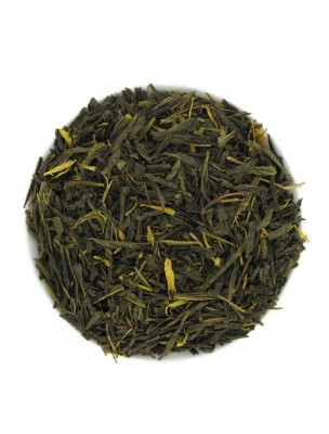 Image de Russe vert aux 7 agrumes Bio - Thé vert 100g depuis Infuseur Simbad en verre avec passe-thé en col de cygne