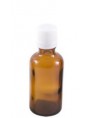 Image de Flacon en verre brun de 50 ml avec compte-gouttes via Acheter Applicateur à bille roller en verre blanc de 30