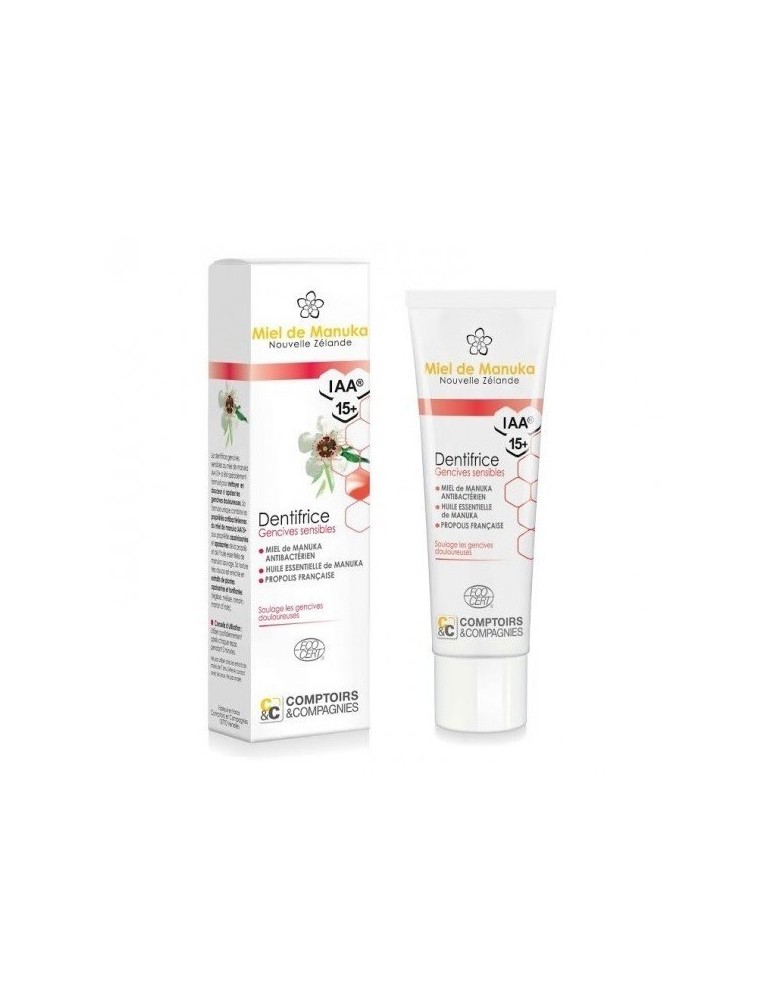 Image principale de la modale pour Dentifrice au miel de Manuka Bio - Gencives sensibles 75 ml - Comptoirs et Compagnies