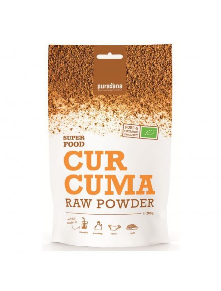 Achetez Curcuma en poudre Bio - SuperFoods 200g - Purasana à l'herboristerie Louis Image principale de Curcuma en poudre Bio - SuperFoods 200g - Purasana