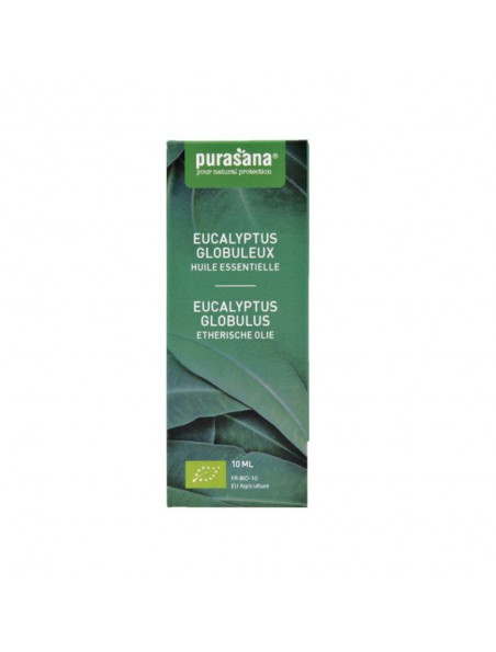 Achetez Eucalyptus globuleux Bio - Huile essentielle pure Eucalyptus globulus Labill. 10 ml - Purasana à l'herboristerie Louis Image principale de Eucalyptus globuleux Bio - Huile essentielle pure Eucalyptus globulus Labill. 10 ml - Purasana