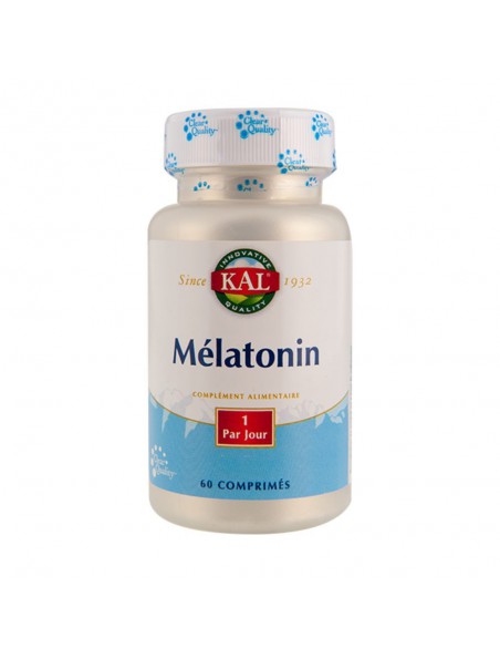 Achetez Mélatonine 1 mg - Sommeil 60 comprimés - KAL à l'herboristerie Louis Image principale de Mélatonine 1 mg - Sommeil 60 comprimés - KAL