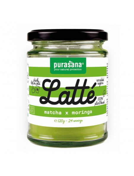 Achetez Latté Bio - Matcha Moringa 120 g - Purasana à l'herboristerie Louis Image principale de Latté Bio - Matcha Moringa 120 g - Purasana