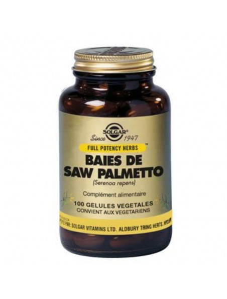 Achetez Saw Palmetto (Serenoa repens) - Prostate 100 gélules végétales - Solgar à l'herboristerie Louis Image principale de Saw Palmetto (Serenoa repens) - Prostate 100 gélules végétales - Solgar