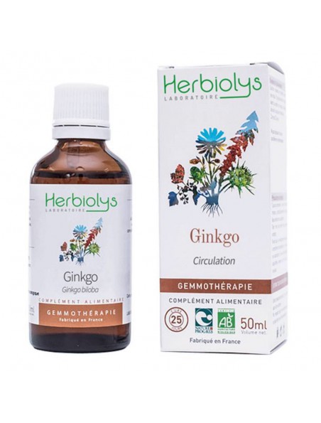 Achetez Ginkgo Macérât de bourgeon Bio - Circulation et Mémoire 50 ml - Herbiolys à l'herboristerie Louis Image principale de Ginkgo Macérât de bourgeon Bio - Circulation et Mémoire 50 ml - Herbiolys