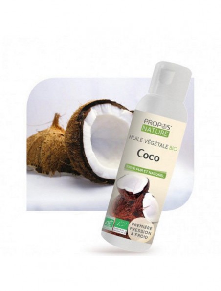 Achetez Coco Bio - Huile végétale de Coco nucifera 100 ml - Propos Nature à l'herboristerie Louis Image principale de Coco Bio - Huile végétale de Coco nucifera 100 ml - Propos Nature