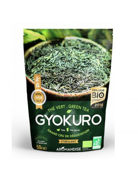 Achetez Thé Gyokuro Bio - Thé Vert 50 g - Aromandise à l'herboristerie Louis Image principale de Thé Gyokuro Bio - Thé Vert 50 g - Aromandise