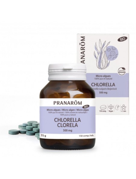 Achetez Chlorella Bio - Vitalité et dépuratif 150 comprimés - Pranarôm à l'herboristerie Louis Image principale de Chlorella Bio - Vitalité et dépuratif 150 comprimés - Pranarôm