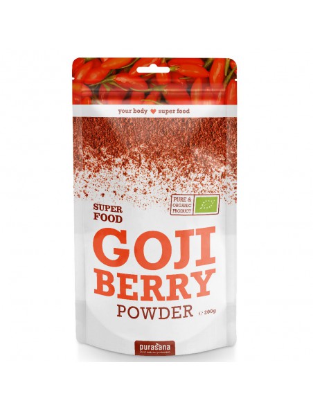 Achetez Poudre de Baies de Goji Bio - Vitalité Superfoods 200 g - Purasana à l'herboristerie Louis Image principale de Poudre de Baies de Goji Bio - Vitalité Superfoods 200 g - Purasana