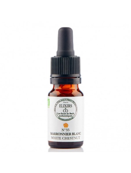 Achetez Marronnier blanc (White Chestnut) N°35 Bio - Calme Mental Fleurs de Bach 10 ml - Elixirs and Co à l'herboristerie Louis Image principale de Marronnier blanc (White Chestnut) N°35 Bio - Calme Mental Fleurs de Bach 10 ml - Elixirs and Co