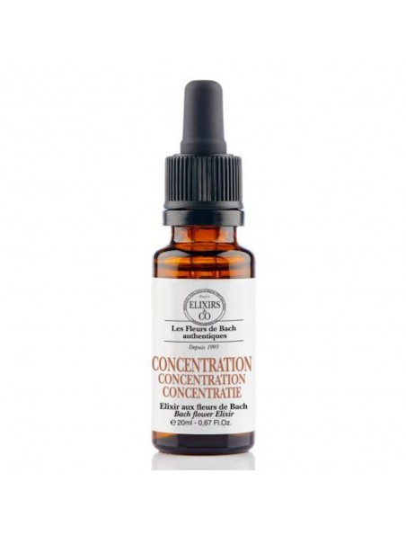 Achetez Concentration - Elixir composé Bio aux Fleurs de Bach 20 ml - Elixirs and Co à l'herboristerie Louis Image principale de Concentration - Elixir composé Bio aux Fleurs de Bach 20 ml - Elixirs and Co