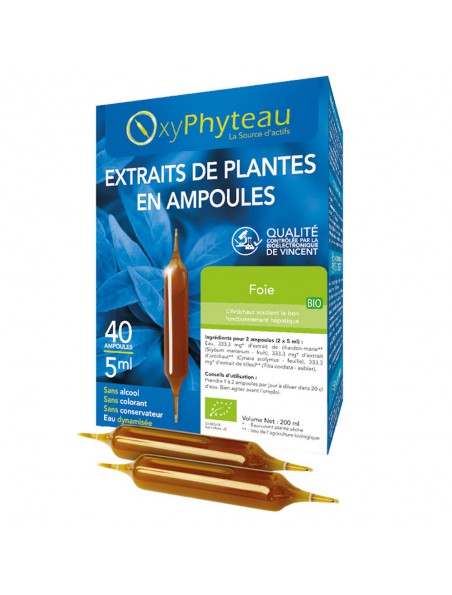 Achetez Foie Bio - Digestion 40 ampoules - Oxyphyteau à l'herboristerie Louis Image principale de Foie Bio - Digestion 40 ampoules - Oxyphyteau