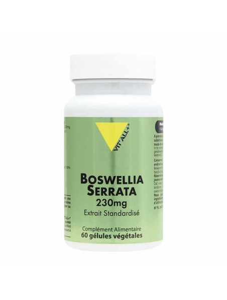 Achetez Boswellia Serrata 230mg - Articulations et Digestion 60 gélules végétales - Vit'all+ à l'herboristerie Louis Image principale de Boswellia Serrata 230mg - Articulations et Digestion 60 gélules végétales - Vit'all+