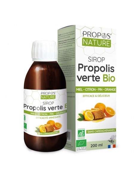 Achetez Sirop Propolis verte Bio - Défenses et Voies respiratoires 200 ml - Propos Nature à l'herboristerie Louis Image principale de Sirop Propolis verte Bio - Défenses et Voies respiratoires 200 ml - Propos Nature