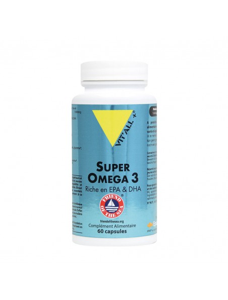 Achetez Super Omega 1000 mg - Acides Gras 60 gélules végétales - Vit'all+ à l'herboristerie Louis Image principale de Super Omega 1000 mg - Acides Gras 60 gélules végétales - Vit'all+