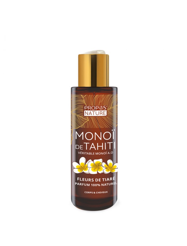 Image principale de la modale pour Monoï de Tahiti A.O.Brut Bio - Soin Solaire Corps et Cheveux 100 ml - Propos Nature