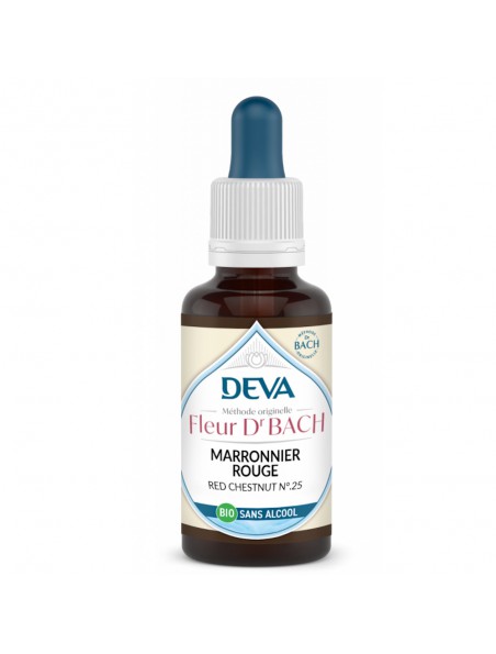 Achetez Marronnier rouge Sans Alcool Bio - Sérénité envers autrui Élixir Floral de Bach 30 ml - Deva à l'herboristerie Louis Image principale de Marronnier rouge Sans Alcool Bio - Sérénité envers autrui Élixir Floral de Bach 30 ml - Deva