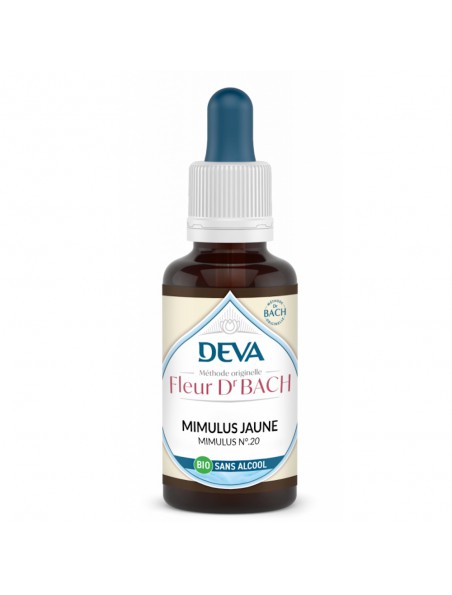Achetez Mimulus jaune Sans Alcool Bio - Courage et Confiance Élixir Floral de Bach 30 ml - Deva à l'herboristerie Louis Image principale de Mimulus jaune Sans Alcool Bio - Courage et Confiance Élixir Floral de Bach 30 ml - Deva