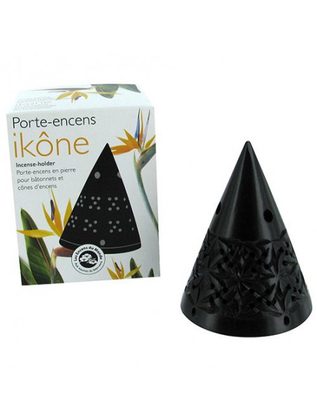 Achetez Porte-encens en pierre Ikône noir pour bâtonnets et cônes d'encens - Les Encens du Monde à l'herboristerie Louis Image principale de Porte-encens en pierre Ikône noir pour bâtonnets et cônes d'encens - Les Encens du Monde