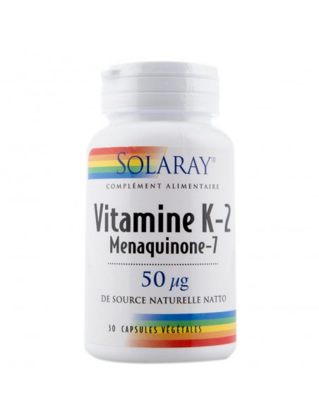 Achetez Vitamine K-2 (Menaquinone-7) - Vitamine K 30 capsules végétales - Solaray à l'herboristerie Louis Image principale de Vitamine K-2 (Menaquinone-7) - Vitamine K 30 capsules végétales - Solaray