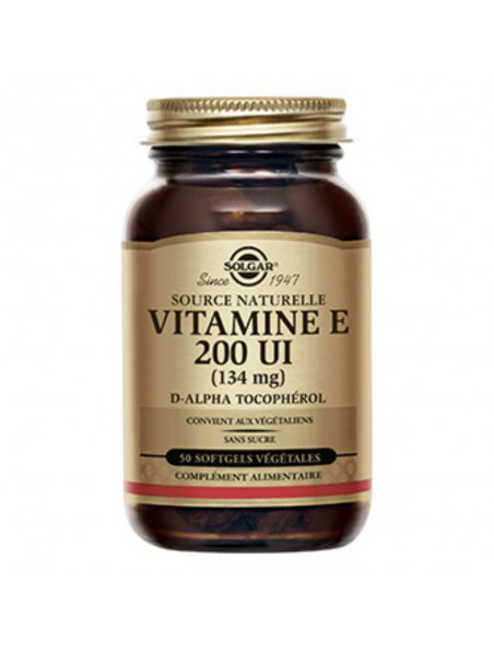 Achetez Vitamine E 200 UI (132 mg) - Antioxydant 50 softgels - Solgar à l'herboristerie Louis Image principale de Vitamine E 200 UI (132 mg) - Antioxydant 50 softgels - Solgar