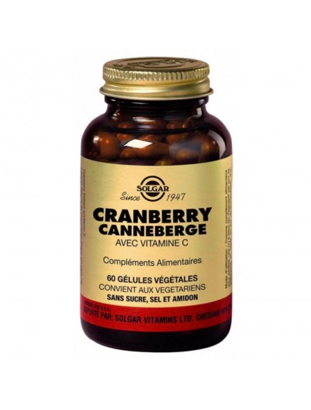 Achetez Cranberry (Canneberge) 400mg - Voies urinaires 60 gélules - Solgar à l'herboristerie Louis Image principale de Cranberry (Canneberge) 400mg - Voies urinaires 60 gélules - Solgar