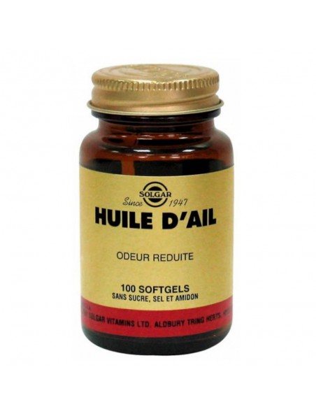 Achetez Huile d'Ail - Cholestérol 100 softgels - Solgar à l'herboristerie Louis Image principale de Huile d'Ail - Cholestérol 100 softgels - Solgar