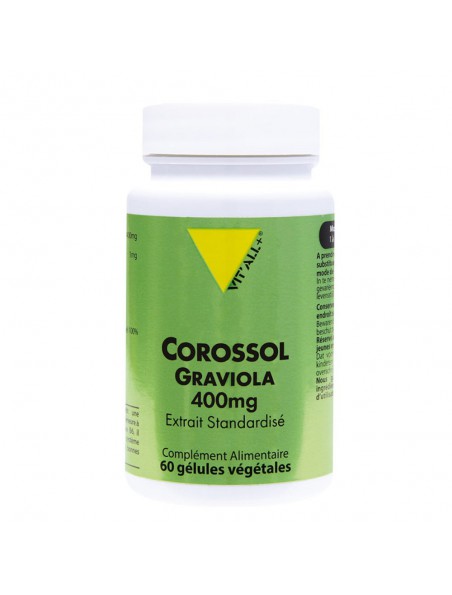 Achetez Corossol Graviola 400 mg - Détente et Immunité 60 gélules végétales - Vit'all+ à l'herboristerie Louis Image principale de Corossol Graviola 400 mg - Détente et Immunité 60 gélules végétales - Vit'all+