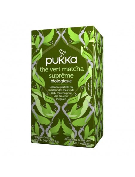 Achetez Thé vert Matcha Suprême Bio - Thé vert 20 sachets - Pukka Herbs à l'herboristerie Louis Image principale de Thé vert Matcha Suprême Bio - Thé vert 20 sachets - Pukka Herbs
