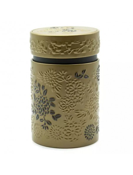 Achetez Boite à thé Yumiko Dorée pour 150 g de thé à l'herboristerie Louis Image principale de Boite à thé Yumiko Dorée pour 150 g de thé